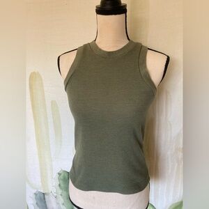 Madewell Olive Green Sleeveless Ribbed Top